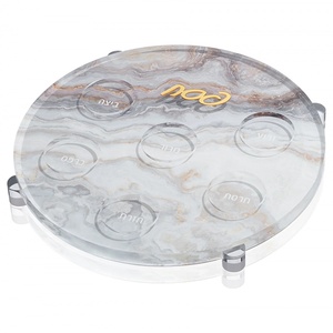 Hot Sale Passover Serving Tray Customized Acrylic Round Marble Plants with Customized Size & Logo - Product Image 2