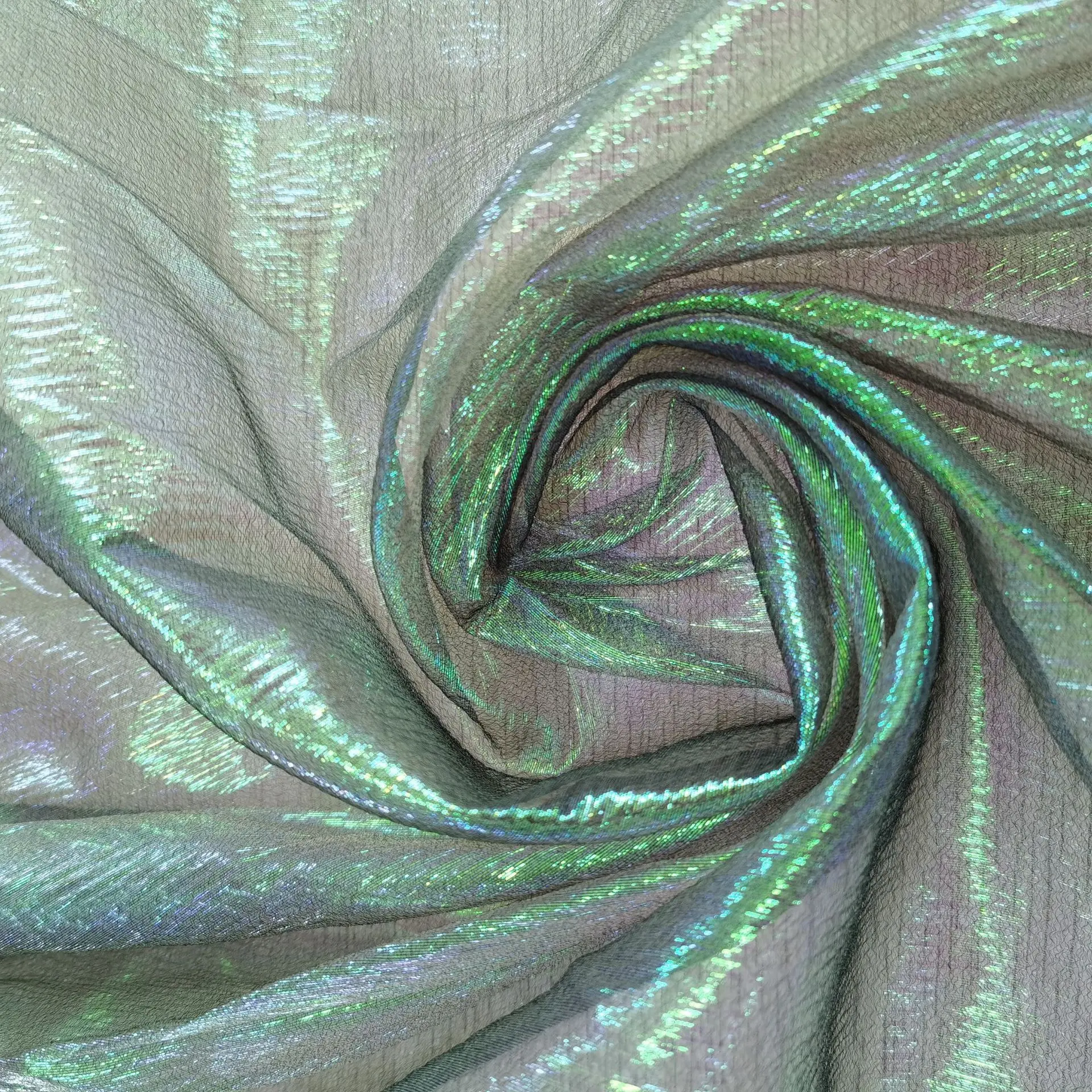 로리타 원피스 웨딩 장식에 대한 도매 주름진 organza 직물 Mikado 두 톤 컬러 무지개 빛깔의 얇은 명주 그물 직물
