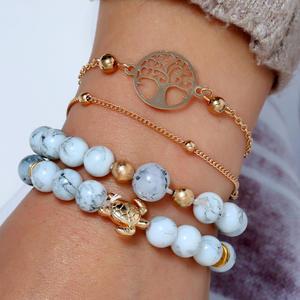 Fantaisie jour bohème naturel turquoise pierre perle Bracelet ensemble femmes luxe or Bracelet femme bracelets femme <span class=keywords><strong>tendance</strong></span> - Product Image 6