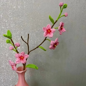 Mini fiore all'uncinetto fatto a mano pianta in vaso lavorato a maglia finti fiori <span class=keywords><strong>di</strong></span> prugna per tavola rustica centrotavola oggetti decorativi - Product Image 4