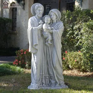 生命Szie手工雕刻天然大理石神圣家庭圣母玛利亚和婴儿耶稣雕像