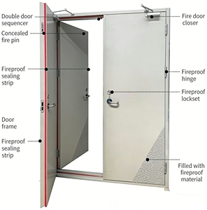 Portes coupe-feu en acier galvanisé de haute qualité, résistance au feu 1,5 heure, pour usage commercial, avec isolation, design moderne, garantie 5 ans - Product Image 5