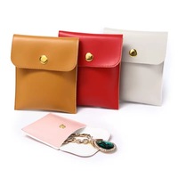 Vente flash - Pochette à bijoux en cuir PU avec logo personnalisé en relief, petite pochette enveloppe pour bagues, boucles d'oreilles, colliers, emballage cadeau