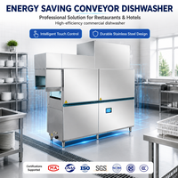 Lave-vaisselle à convoyeur en acier 304 durable, économe en énergie, nettoyage complet, rinçage haute température pour restaurants, hôtels et cuisines