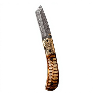 Handmade <b>Prime</b> Crafts International Industrial Grade Damascus Folding Knife Exotic Wood Handle Custom Pocket Knife Gift for Men - Product Image 1