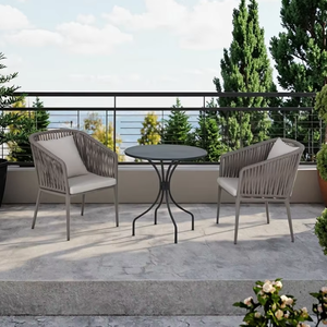 เก้าอี้พักผ่อนระเบียงคาเฟ่สวนสไตล์โมเดิร์น เฟอร์นิเจอร์ร้านอาหารกลางแจ้ง เก้าอี้รับประทานอาหารเชือกถัก - Product Image 3