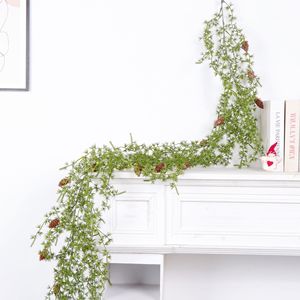 Guirlande de Noël en plastique FUYI, aiguilles de pin et lianes artificielles, 100 cm, 200 cm, pour décoration murale de la maison - Product Image 1