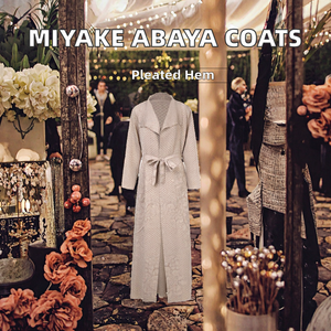 เสื้อคลุมอาบายะทรงพลีทสไตล์มิยาเกะสำหรับผู้หญิง ดีไซน์หรูหราสำหรับฤดูใบไม้ร่วง ตกแต่งด้วยงานปัก ผลิตจากโพลีเอสเตอร์ยืดได้สี่ทิศทาง คอวี แฟชั่นสไตล์อาหรับ - Product Image 3
