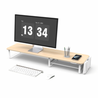 Support d'écran pour bureau avec rangement extra large, rehausseur d'écran pour PC, support de moniteur avec USB-C