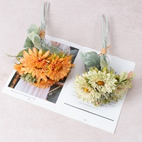 Fleur en tissu de soie tournesol Teddy à 6 têtes, style guérison, nouée à la main, pour arrangements floraux de mariage, décoration intérieure et verdure de bureau