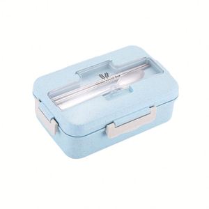 100% Food Grade Stainless Steel Fork and Chopsticks Tableware <b>Microwave</b> Safe Wheat Straw Food Container Cutlery for Lunch Box - Product Image 4