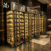 Refroidisseur à vin commercial OEM, robuste, en acier inoxydable, avec porte en verre trempé, armoire à vin encastrée sur mesure