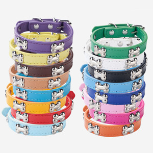 Collares de Cuero PU para Perros Pequeños, Medianos y Grandes, Collar Ajustable y Suave para Cachorros con Hebilla de Aleación, Collar Clásico Impermeable para Mascotas - Product Image 2