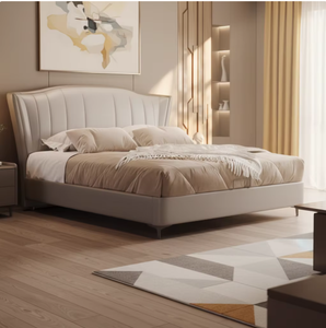 Lit ajustable confortable en cuir de vachette personnalisable avec couche supérieure, 2x2 mètres, mousse haute densité, design à bords, coque moderne et simple - Product Image 4