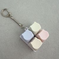 Porte-clés anti-stress en forme de chat pastel, mini bouton à presser, jouet fantaisie pour soulager l'anxiété, pendentif de sac