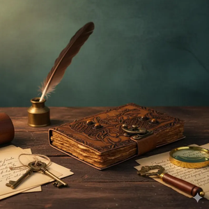 Carnet en cuir gaufré <span class=keywords><strong>Hibou</strong></span> de la Sagesse avec fermoir en laiton, journal fait main vintage, carnet de voyage, cadeau - Product Image 4