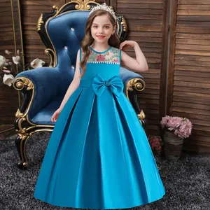 Custom Design Kleines Mädchen ärmelloses geschmiedetes Kleid Prinzessin Kleid Klavier Performance Abendkleid für Alter 4-10 Jahre
