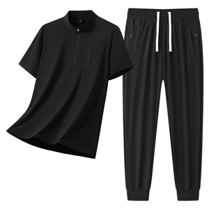 Conjunto de Camiseta Deportiva para Hombre, Verano 2025, Nueva, Absorbente de Humedad, Secado Rápido, Transpirable, para Deportes al Aire Libre, Fitness, Running, con Cierre de Media Cremallera - Product Image 1