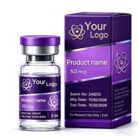 Flacons stériles transparents de taille standard 3 ml avec bouchon en caoutchouc, impression de logo personnalisée, boîte de flacons de 10 ml, autocollant holographique imperméable