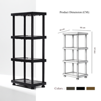 Étagère de rangement en plastique empilable traditionnelle à 3 niveaux avec une construction robuste et durable, facile à installer pour la maison, la cuisine, l'entrepôt