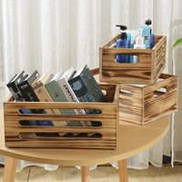 Boîte en bois imbriquée polie de 3 pièces Panier de rangement mural Décoration Riser