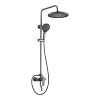 Ensemble de douche moderne en cuivre massif à trois poignées pour salle de bain, système haute pression à jets, pommeau de douche en laiton doux pour appartement