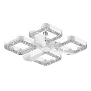 <b>Crystal</b> <b>LED</b> <b>Ceiling</b> Fan 5 Blades DC Motor Remote Control Dimmable Flush Mount Contemporary Design Living Room 3500K Warm White - Product Image 1