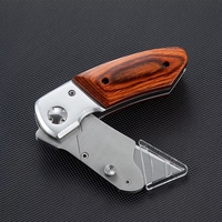 Bochen petite poche couteau utilitaire pliant poignée en bois rétractable bouton poussoir coupe-boîte de sécurité pour papier tapis coupe acier