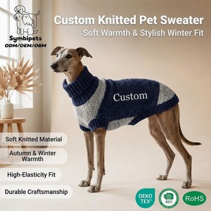 Suéter de Tricô Grosso Personalizado OEM ODM para Cães, Gola Alta, Bloco de Cores, Quente de Inverno, Roupa de Tricô para Animais de Estimação, Roupas Personalizadas para Pets - Product Image 6