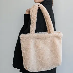Women Winter Faux Fur Fluffy Plush Purse Furry Tote Bag Shoulder Handbag Furry Bags