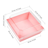 Boîtes à dessert personnalisées de 4 pouces en rose pour biscuits, jetables, pour sandwichs, gâteaux, cupcakes, chocolats, charcuterie, avec couvercles transparents