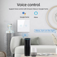Sakelar Lampu Pintar Panel Sentuh 10A WiFi 2 Arah untuk Otomasi Rumah Tanpa Kabel Netral Diperlukan, Berfungsi dengan Aplikasi Smart Life