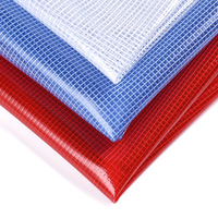 Catégorie de produits Bâche enduite transparente de petit pain de tissu de maille de PVC de rouge bleu blanc clair