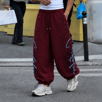Individuelles Logo Ballon-Laternenhose Baggy Sweatpants Leopardenmuster Elastische Bündchen Parachute Streetwear Herren Damen OEM