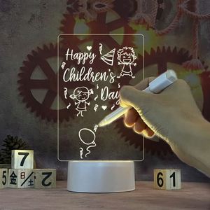 Modern LED Night Light with <b>Message</b> <b>Board</b> DIY 3D Creative Pen Rewritable Blank Acrylic Note <b>Board</b> Plug-In Power Supply - Product Image 3
