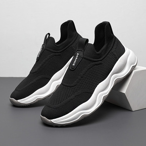 Chaussures décontractées pour hommes Empire, en maille, à enfiler, à semelle épaisse, bout rond, respirantes, doublure en peluche, toutes saisons, baskets tendance - Product Image 3