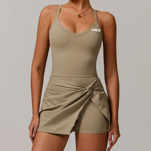 شعار مخصص في الهواء الطلق قطعتين بليت تنورة جولف المرأة فستان تنس مع قصيرة - Product Image 4