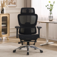 Chaise de bureau ergonomique à dossier haut réglable, respirante, en tissu maillé noir, pour le lieu de travail