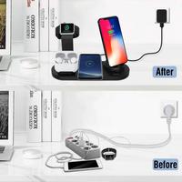 Q I Fast pengisi daya nirkabel 5 in 1, stasiun dudukan Dock pengisian daya 3 in 1 untuk airpods Iwatch iPhone 13 14 15 Pro Max Samsung