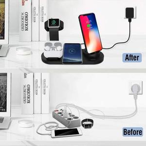 Q I Fast 5 en 1 <span class=keywords><strong>Chargeur</strong></span> sans fil 3 en 1 Station de chargement Station de bureau pour Air Pods Iwatch <span class=keywords><strong>iPhone</strong></span> <span class=keywords><strong>13</strong></span> 14 15 Pro Max Samsung - Product Image 4