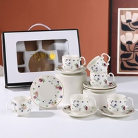 Nouvel ensemble de 6 tasses à café et soucoupes en céramique de style européen, luxe moderne, idéal pour mariage ou comme cadeau promotionnel