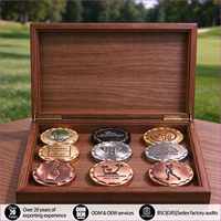 Marqueur de balle de golf personnalisé en usine, 38 mm, logo personnalisé fait main, alliage de zinc, bord martelé en cuivre, cadeau de golf de luxe