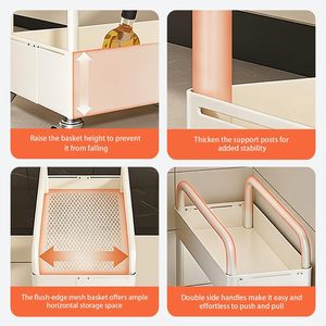 Carrito de Almacenamiento Delgado con Ruedas, Organizador para Espacios Estrechos, Estante Ajustable y Expandible para Cocina, Baño y Lavandería - Product Image 3