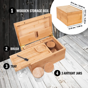 Ensemble de boîtes de rangement en bambou verrouillables et pratiques, de forme rectangulaire, pour kit de fumeur, broyeur à herbes, pot de rangement et plateau à rouler, pour l'organisation - Product Image 5