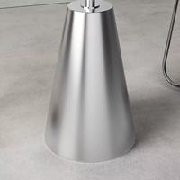 Table à manger moderne minimaliste en acier inoxydable brossé, base conique en métal, facile à nettoyer, garantie 5 ans, pour salle à manger, usage hôtelier