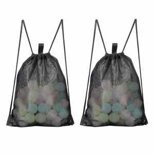 Bolsas de malla negras portátiles con cordón, personalizadas, resistentes, para gimnasio, lavandería, playa, juguetes, para hombres y mujeres - Product Image 1