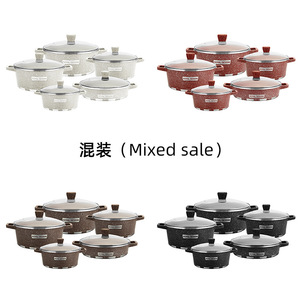 Orchid Bud <b>Cookware</b> <b>Set</b> 10 Piece Non Stick Aluminum Pot With Lid Oven Safe For Household Cooking - Product Image 3