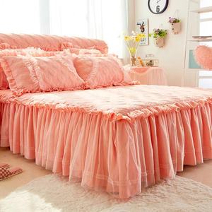 2024 gaya baru bordir pernikahan putri gadis renda lembar selimut katun selimut penutup seprai set 4 buah seprai set ukuran king - Product Image 3