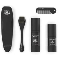 Kit d'huile fortifiante pour la croissance de la barbe, best-seller, kit de croissance de la barbe pour hommes avec dermaroller