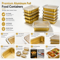 Barquette en aluminium doré de qualité alimentaire, résistante au four et au congélateur, anti-fuite, compatible micro-ondes, empilable, pour traiteur et plats à emporter, OEM ODM